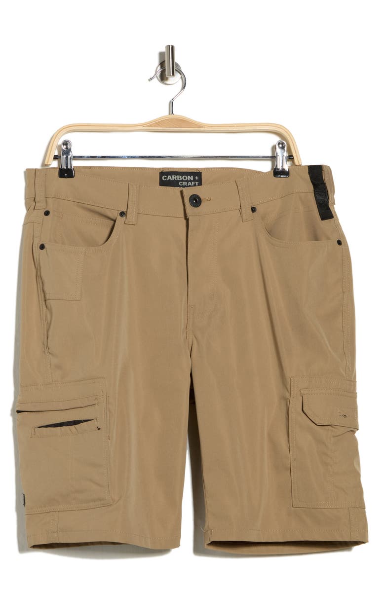 CARBON + CRAFT Water Resistant Cargo Shorts, Alternate, color, Khaki