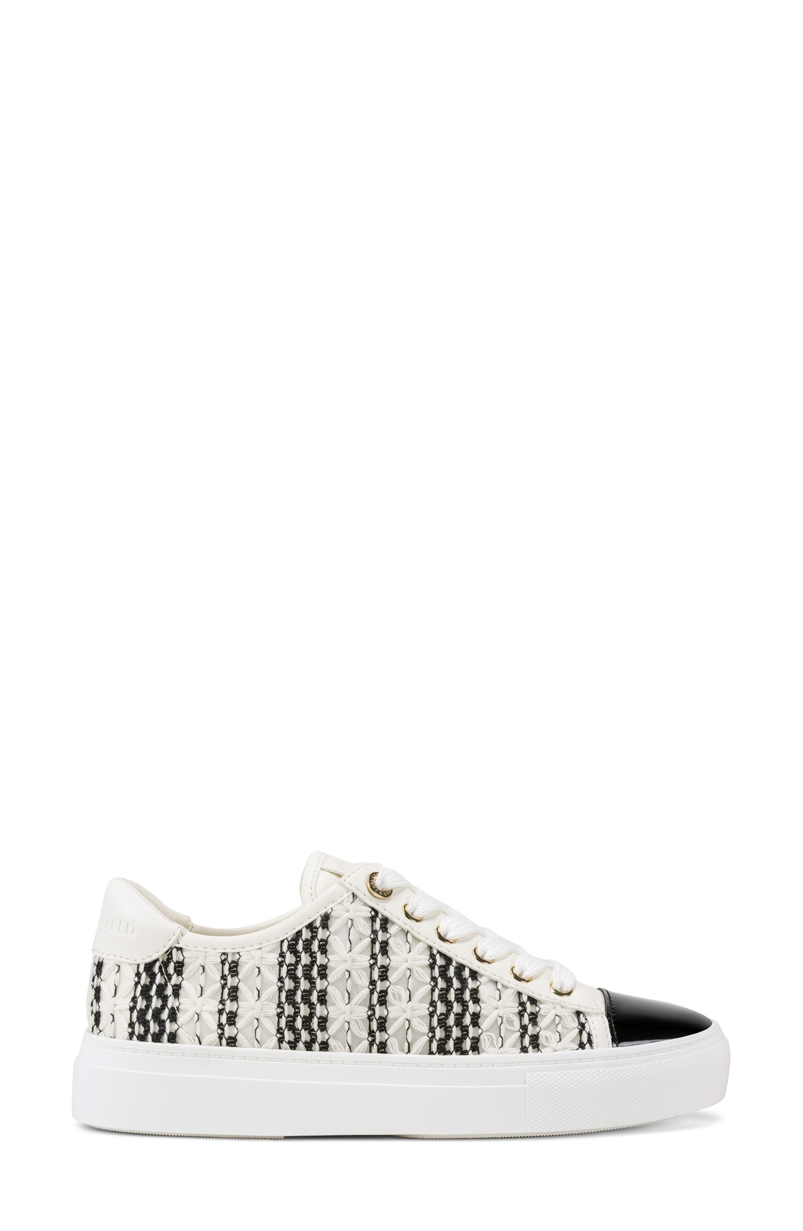 KARL LAGERFELD PARIS Caelan Crochet Sneaker, Alternate, color, Black/ White