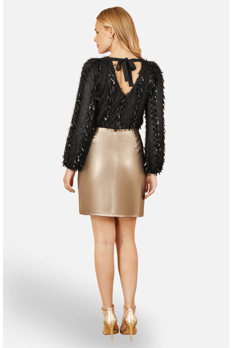 Hanging Sequin Long Sleeve Top, Alternate, color, Black
