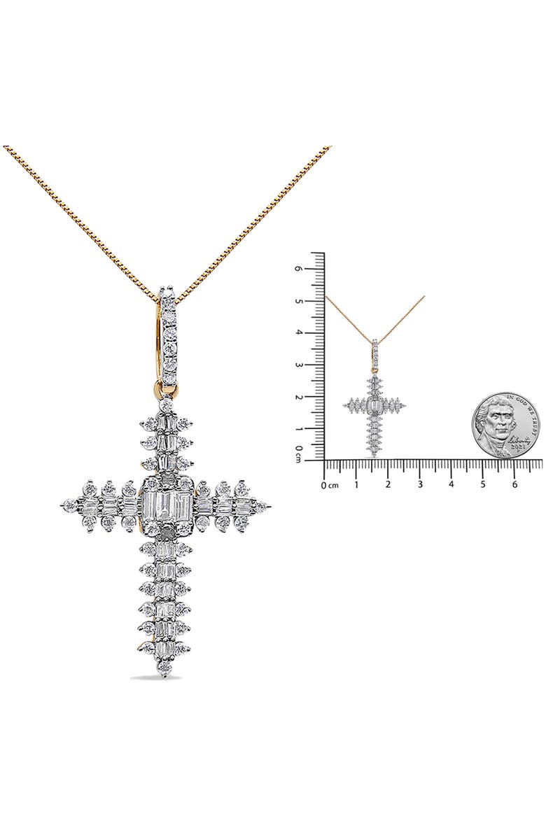 Haus of Brilliance 10K Yellow Gold 7/8 Ctw Diamond Zigzag Pattern Cross Pendant - NO CHAIN INCLUDED, Alternate, color, Yellow