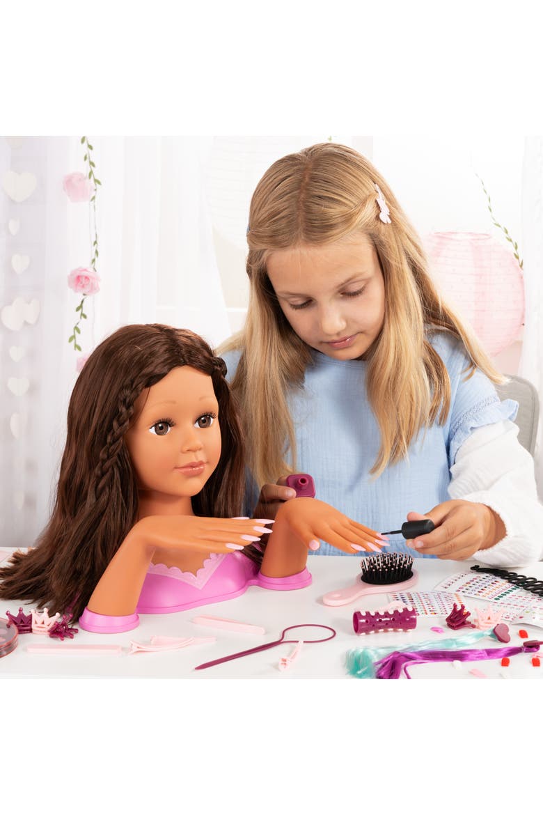 Charlene Magic Nails, Brunette, Doll Styling Head, 10.5 Inch Tall Bust,Kids 3+, Alternate, color, Multicolored