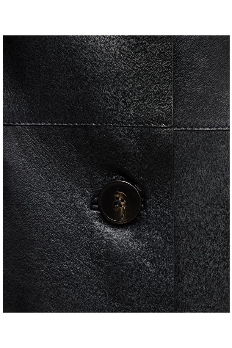Peak Lapel Leather Coat, Alternate, color, BLACK