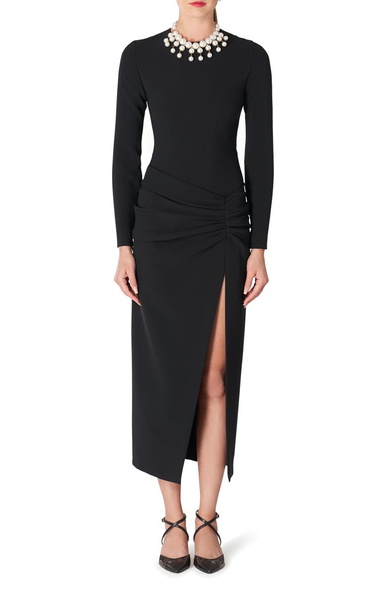 Carolina Herrera Ruched Long Sleeve Midi Dress, Main, color,