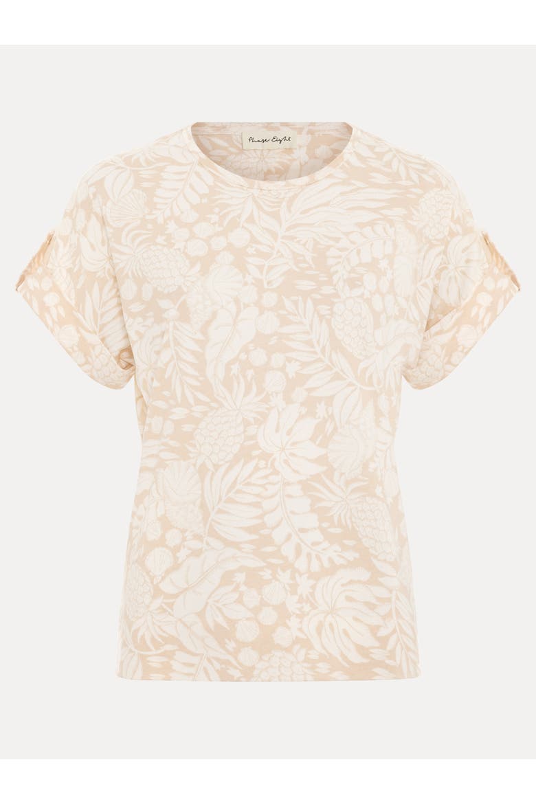 Soft Drape Floral Short Sleeve Top, Alternate, color, Neutral
