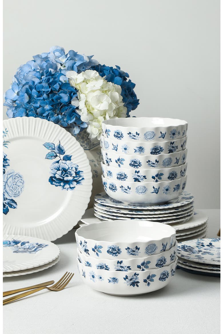 Fiore New Bone China Dinner Plate Set of 4, Alternate, color, Blue