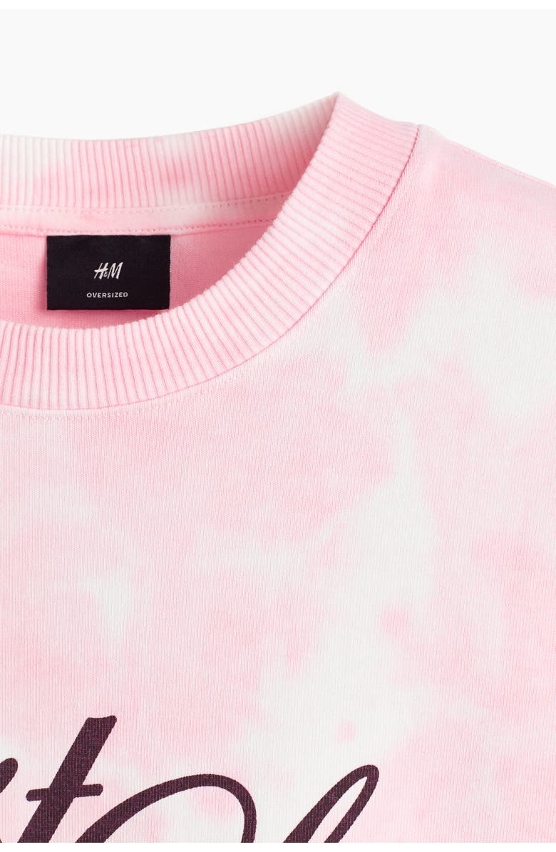 H&M Oversized heat reactive printed t-shirt, Alternate, color, Pink/Just Love