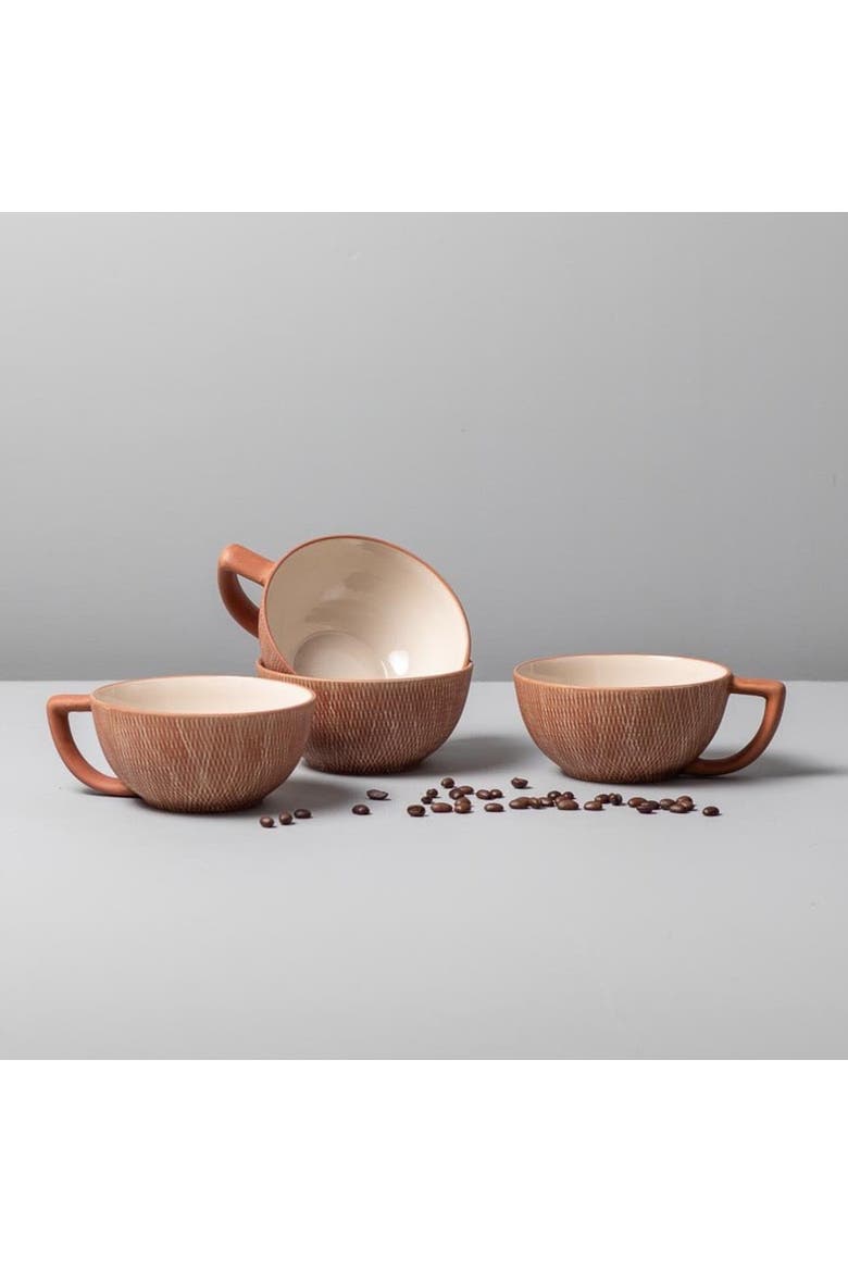 Crosshatch Latte Mugs - Set of 4, Alternate, color, Rust