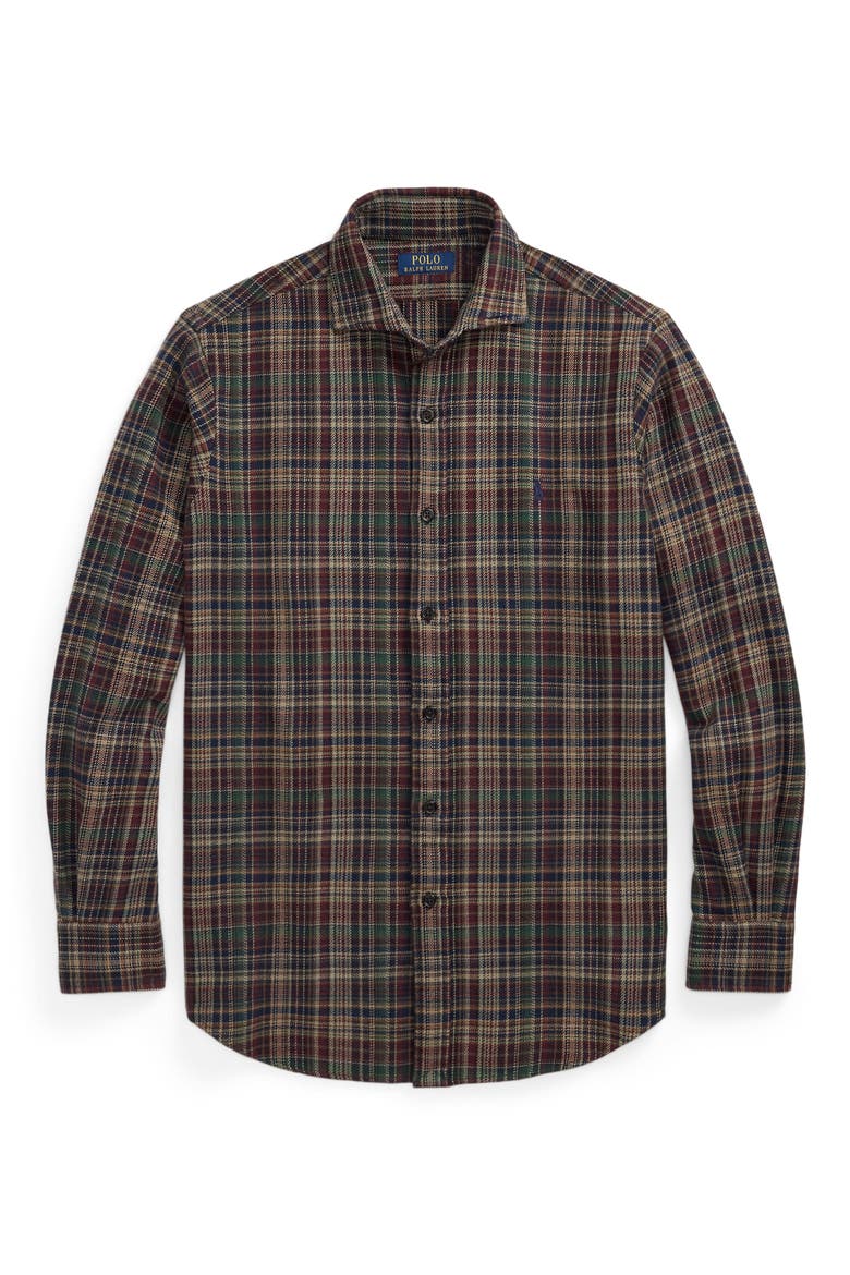 Brushed Flannel Button-Up Shirt, Alternate, color, MULTI RED
