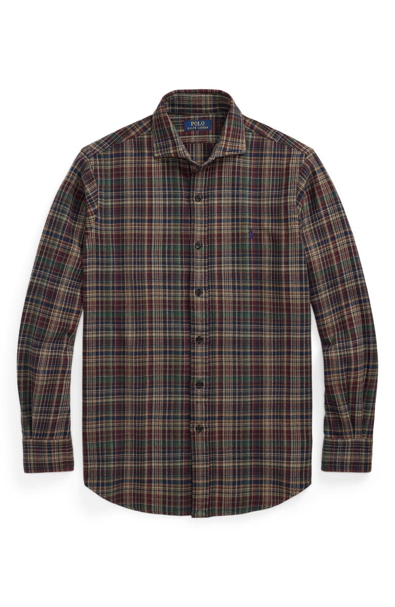 Polo Ralph Lauren Brushed Flannel Button-Up Shirt, Alternate, color, Multi Red
