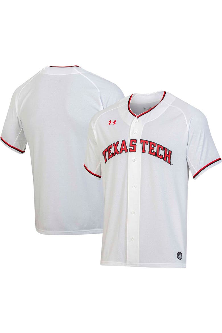 Men's Under Armour White Texas Tech Red Raiders Replica Baseball Jersey, Main, color, White
