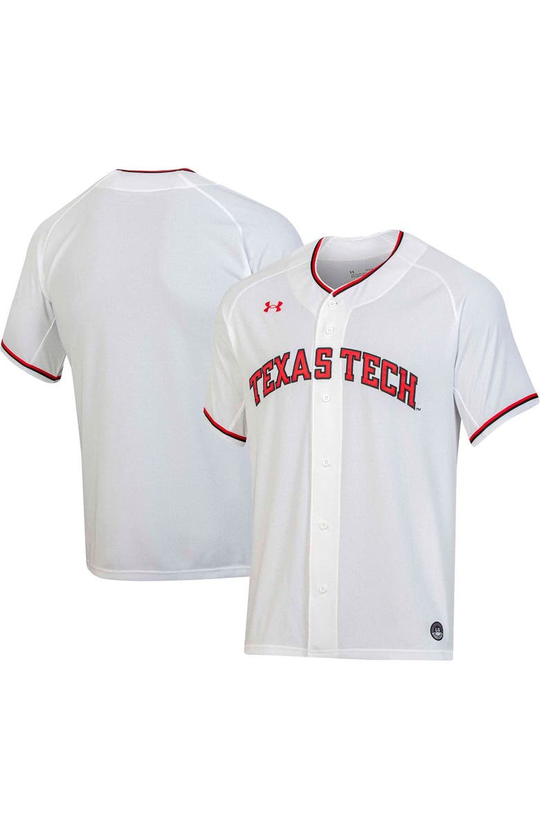 Under Armour Men's Under Armour White Texas Tech Red Raiders Replica Baseball Jersey, Main, color, White