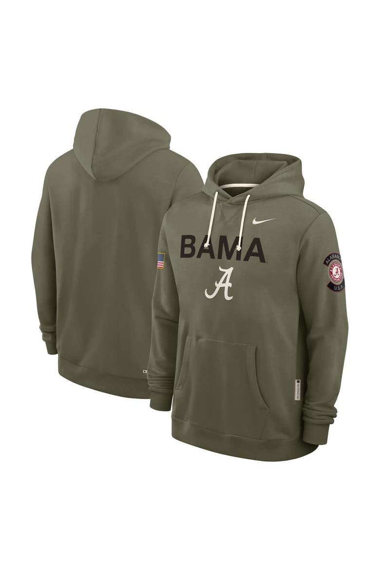 Men's Nike Olive Alabama Crimson Tide 2025 Military Appreciation Performance Pullover Hoodie, Alternate, color, Olive