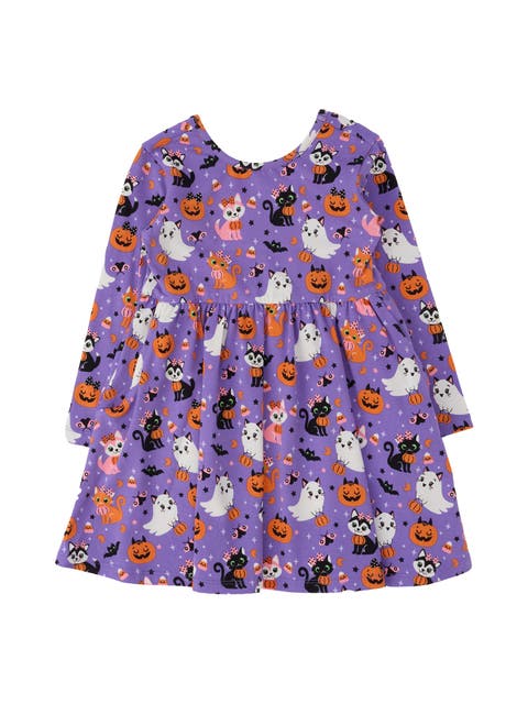 Knit Long Sleeve Twirl Dress (Little Kid))