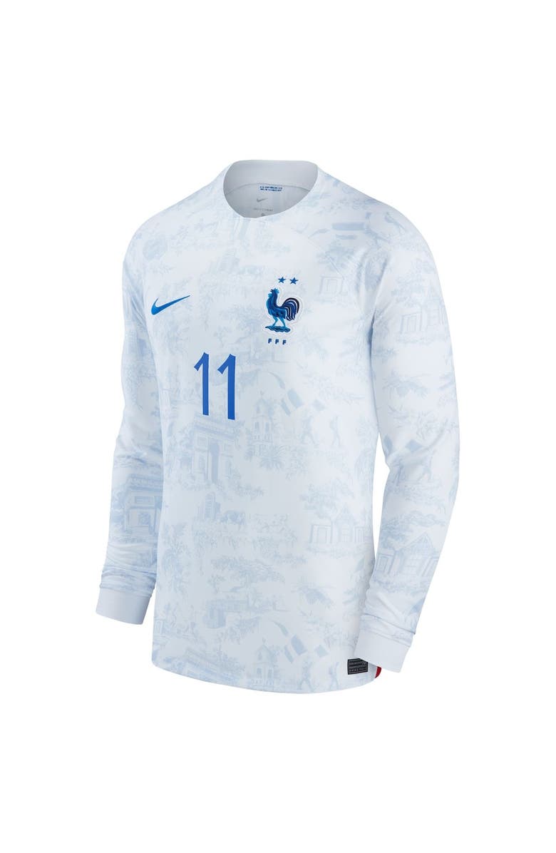 Nike Men's Nike Ousmane Dembele White France National Team 2022/23 Away Breathe Stadium Replica Long Sleeve Jersey, Alternate, color, 