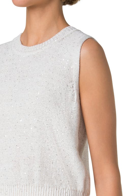 AKRIS AKRIS MICROSEQUIN LINEN BLEND SLEEVELESS SWEATER 