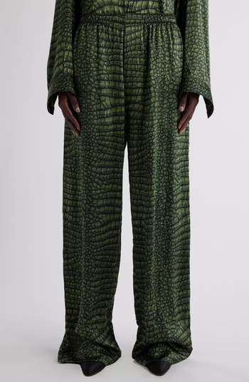 Balenciaga Crocodile Print Silk Pajama Pants | Nordstrom