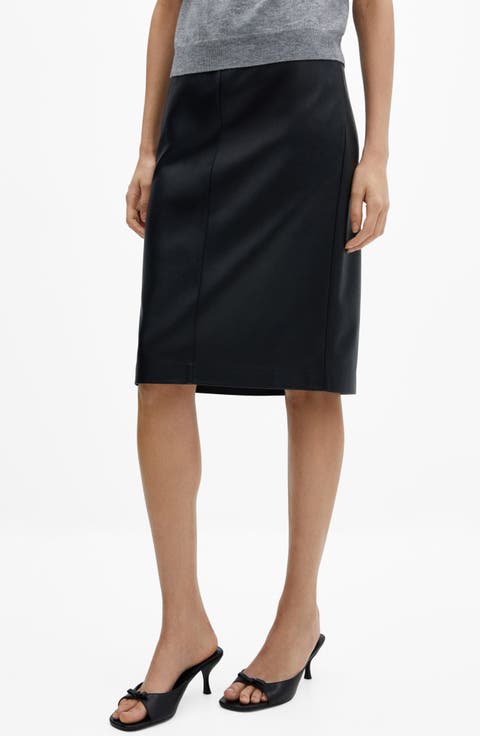 Faux Leather Pencil Skirt (Regular & Plus)