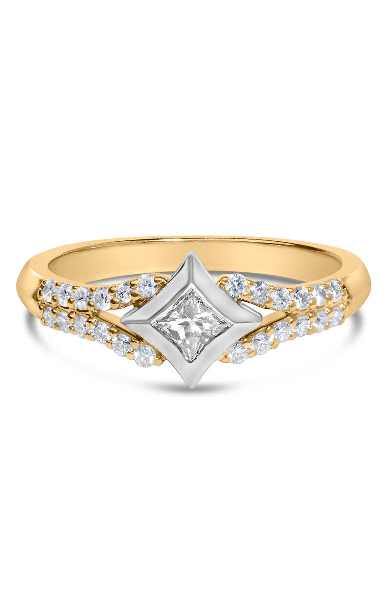 Haus of Brilliance 10K Two Tone Color 1/2 Cttw Diamond Kite and Split Shank Ring, Main, color, Yellow