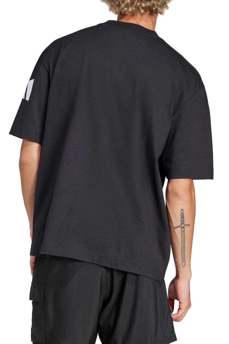 Essentials Loose 3-Bar Cotton T-Shirt, Alternate, color, BLACK/ WHITE