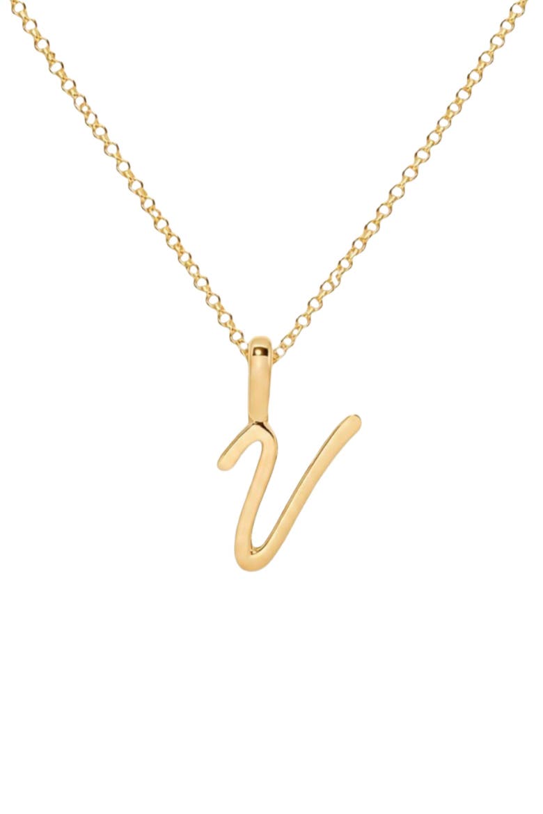 Script Initial Charm Necklace, Main, color, Gold Vermeil - V