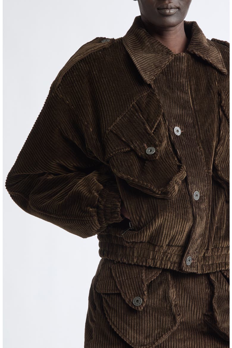 Padded Cotton Corduroy Jacket, Alternate, color, BROWN