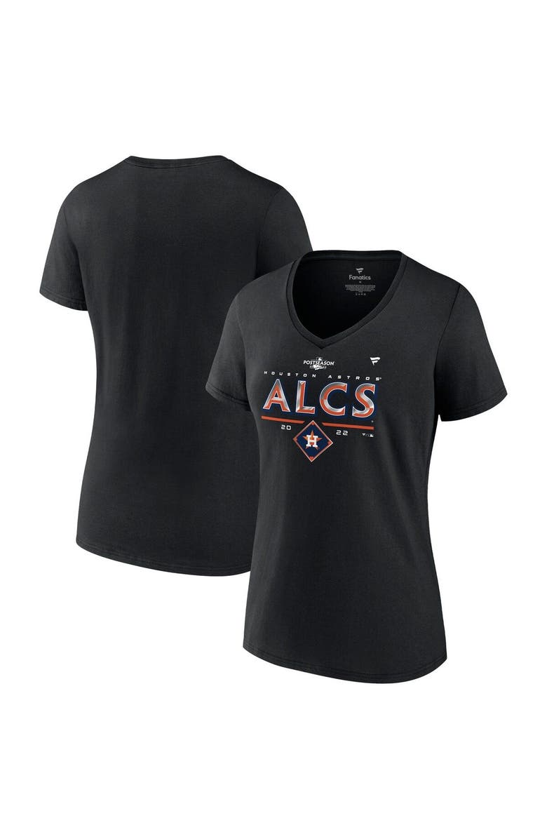 FANATICS Women's Fanatics Branded Black Houston Astros 2022 Division Series Winner Locker Room Plus Size V-Neck T-Shirt, Main, color, 