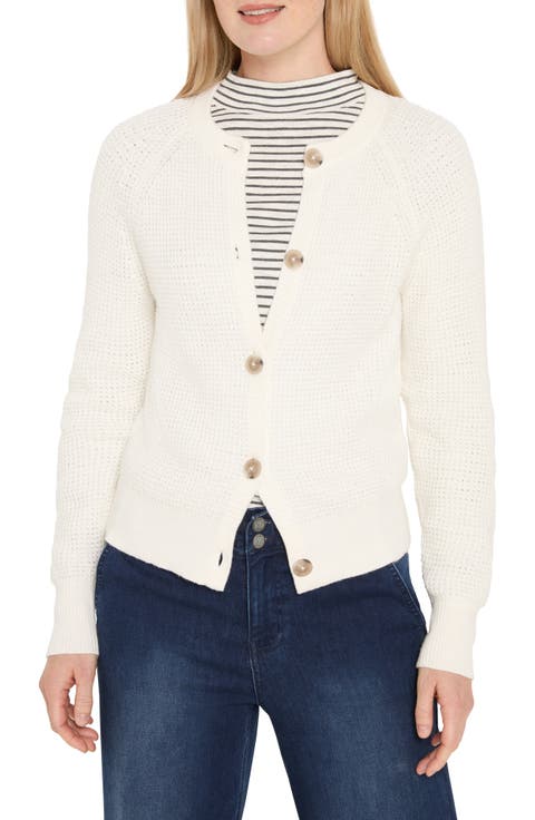 Waffle Stitch Cotton Blend Cardigan (Regular & Petite)