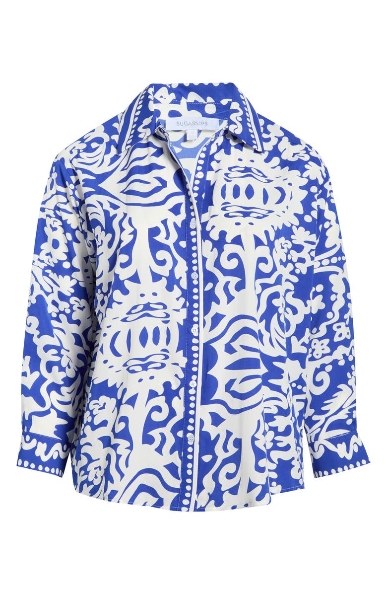 SUGARLIPS Shirt Tale Button-Up Shirt, Alternate, color, Bluewht