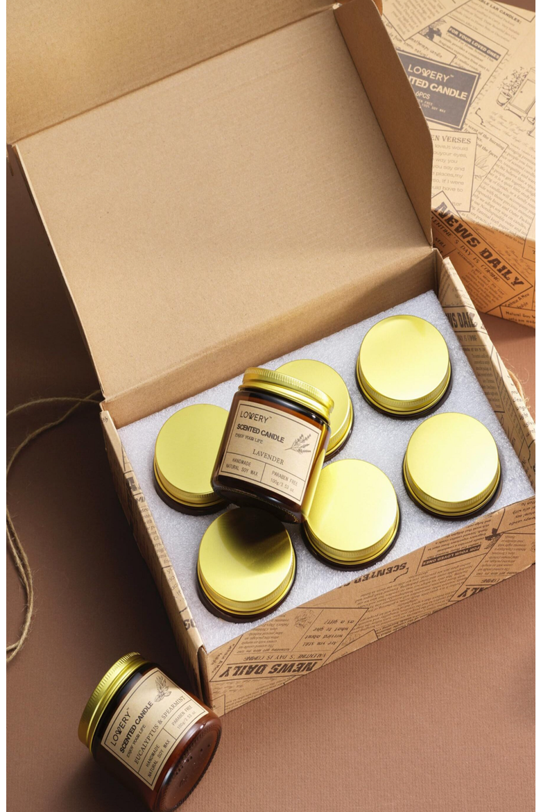Scented Candle 6-Piece Gift Set, Alternate, color, Amber / Sandalwood