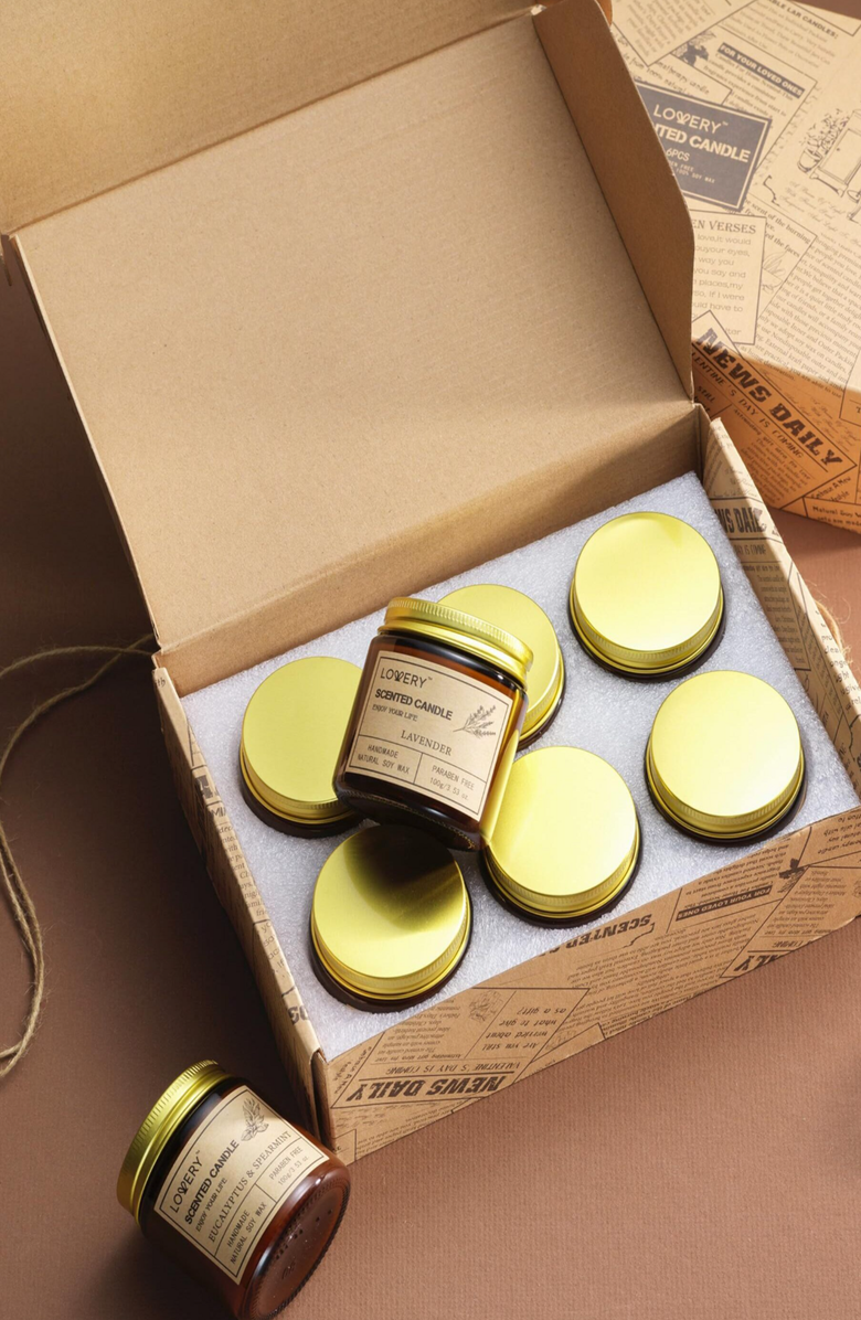 Lovery Scented Candle 6-Piece Gift Set, Alternate, color, Amber / Sandalwood