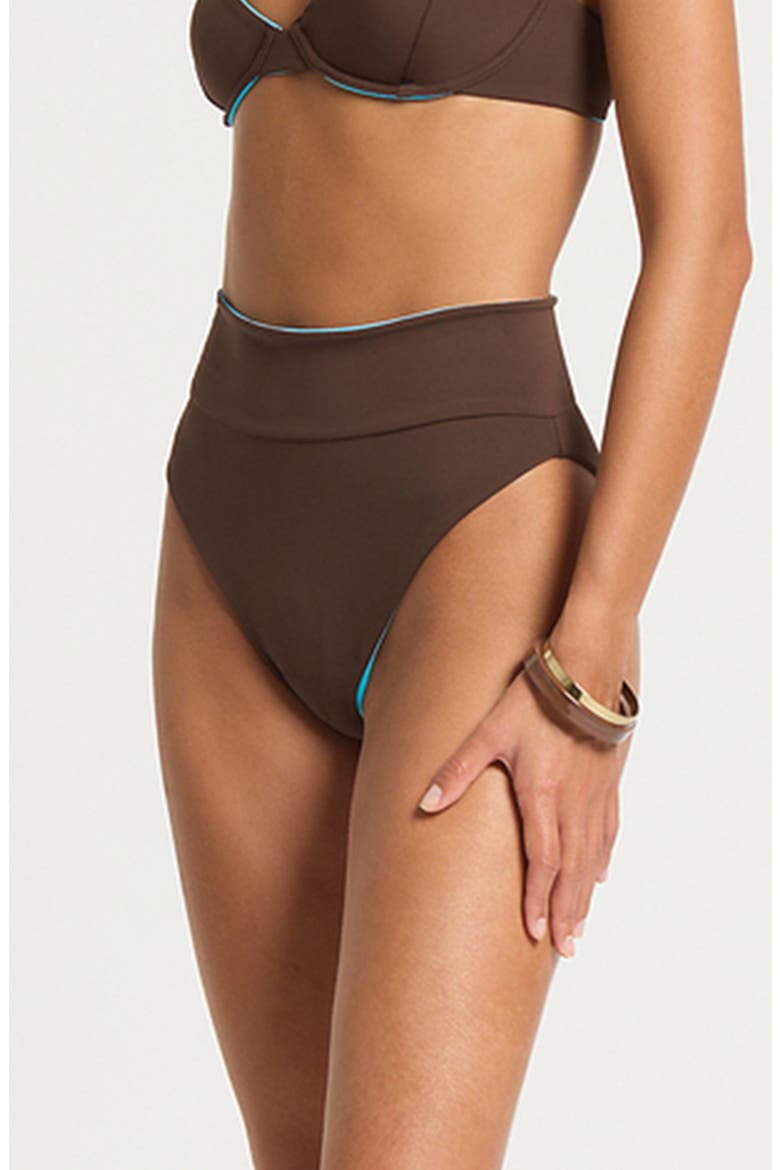 Raya Reversible High Waist Bikini Bottoms, Alternate, color, ESPRESSO CALA