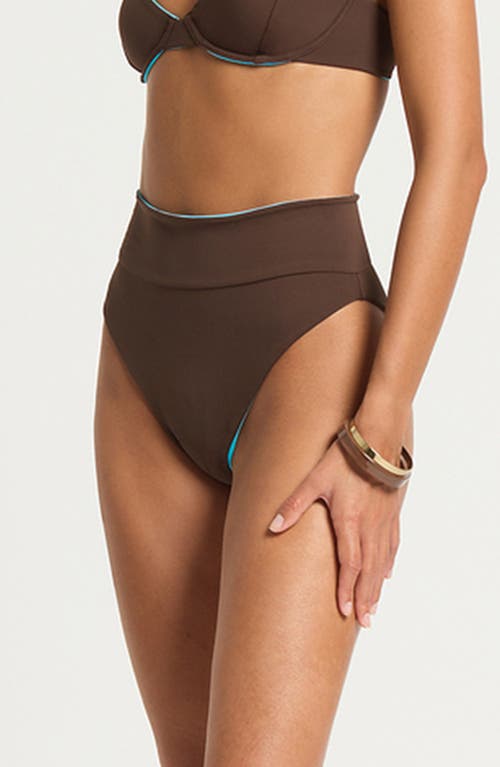 Bondeye Bond-eye Raya Reversible High Waist Bikini Bottoms In Brown