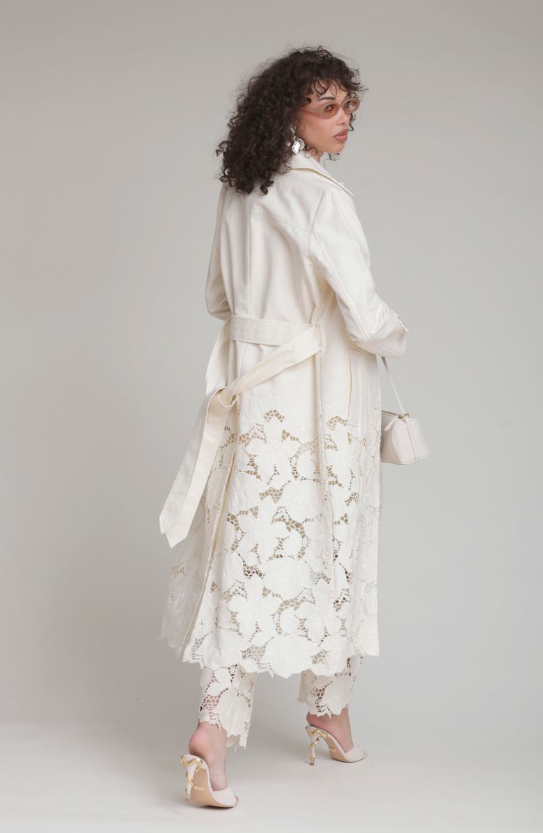 Avec Les Filles Embroidered Maxi Trench Coat, Alternate, color, 