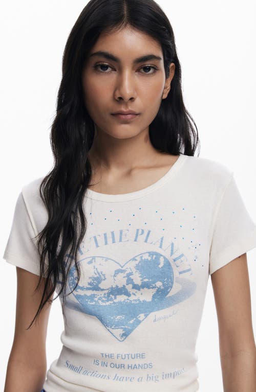 Desigual Love The Planet Embellished Cotton T-shirt In Multi