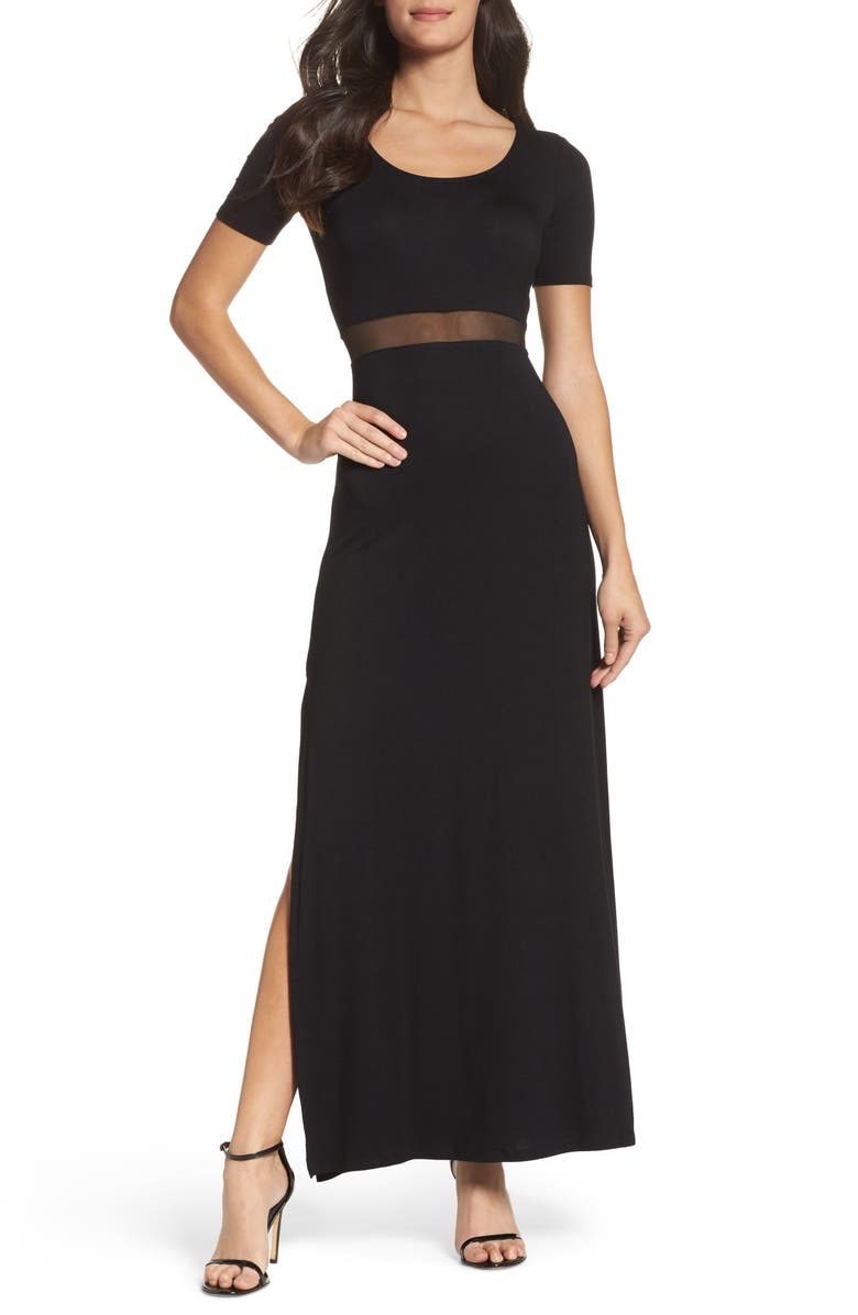 Lulus Mesh Inset Maxi Dress, Main, color, 