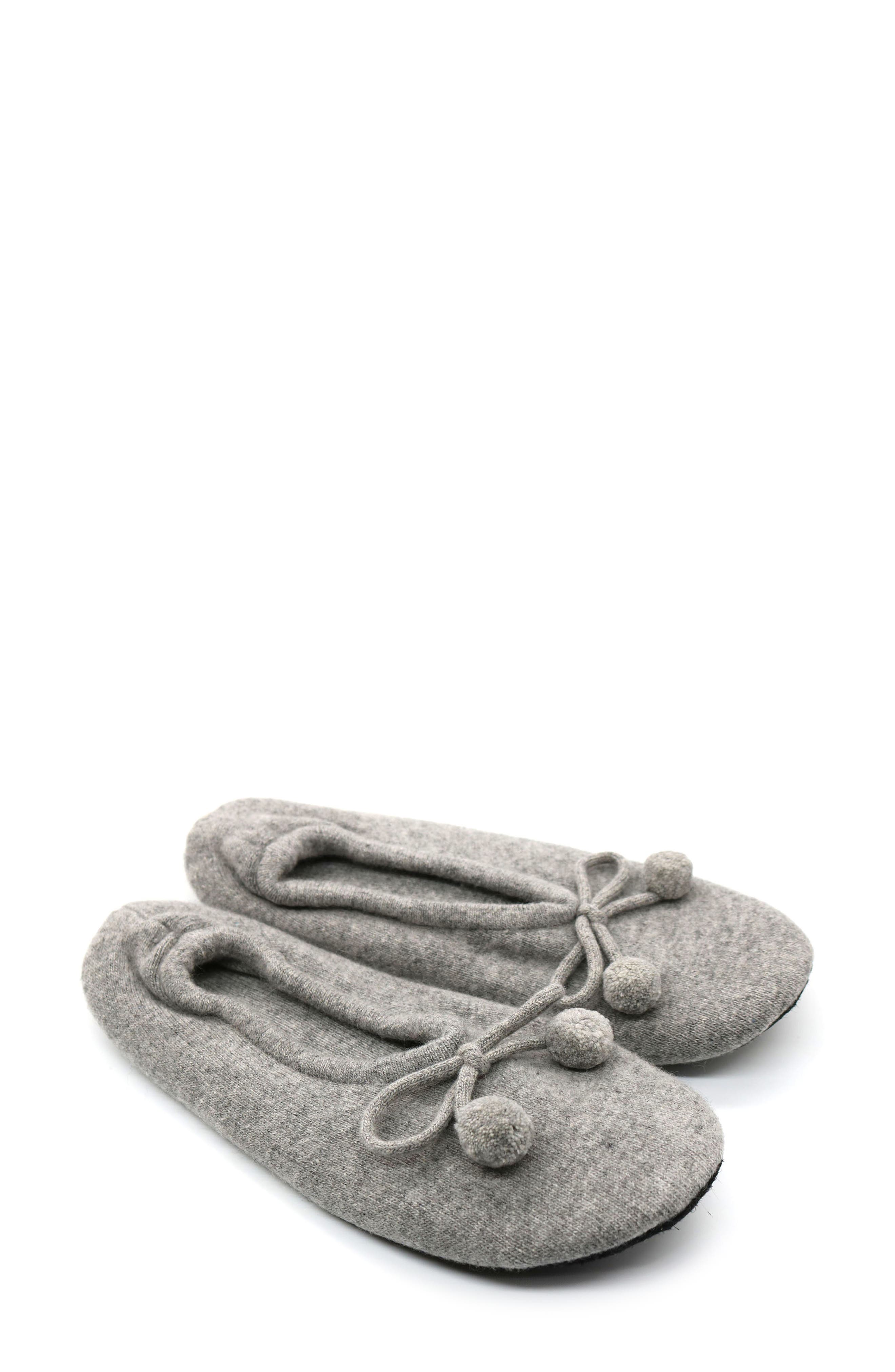 Portolano Cashmere Ballerina Pom Slipper, Main, color, 