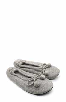 Portolano Cashmere Ballerina Pom Slipper