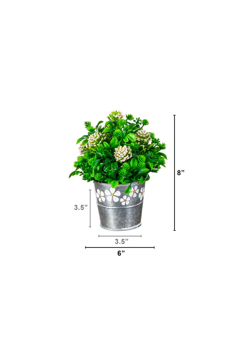 8-in Artificial Mixed Flowering Plant in Decorative Daisy Tin Planter - Set of 3, Alternate, color, Assortment 1