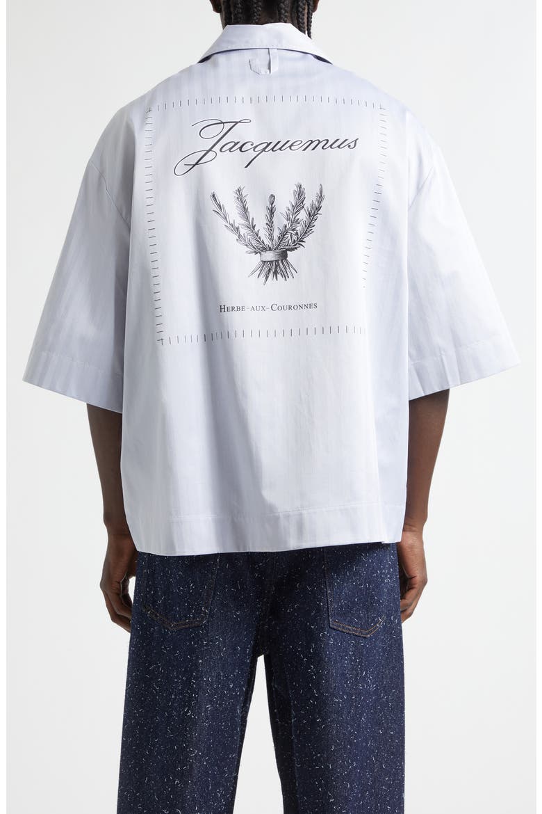 La Chemise Gardian Rosemary Graphic Camp Shirt, Alternate, color, ROSEMARY LIGHT BLUE