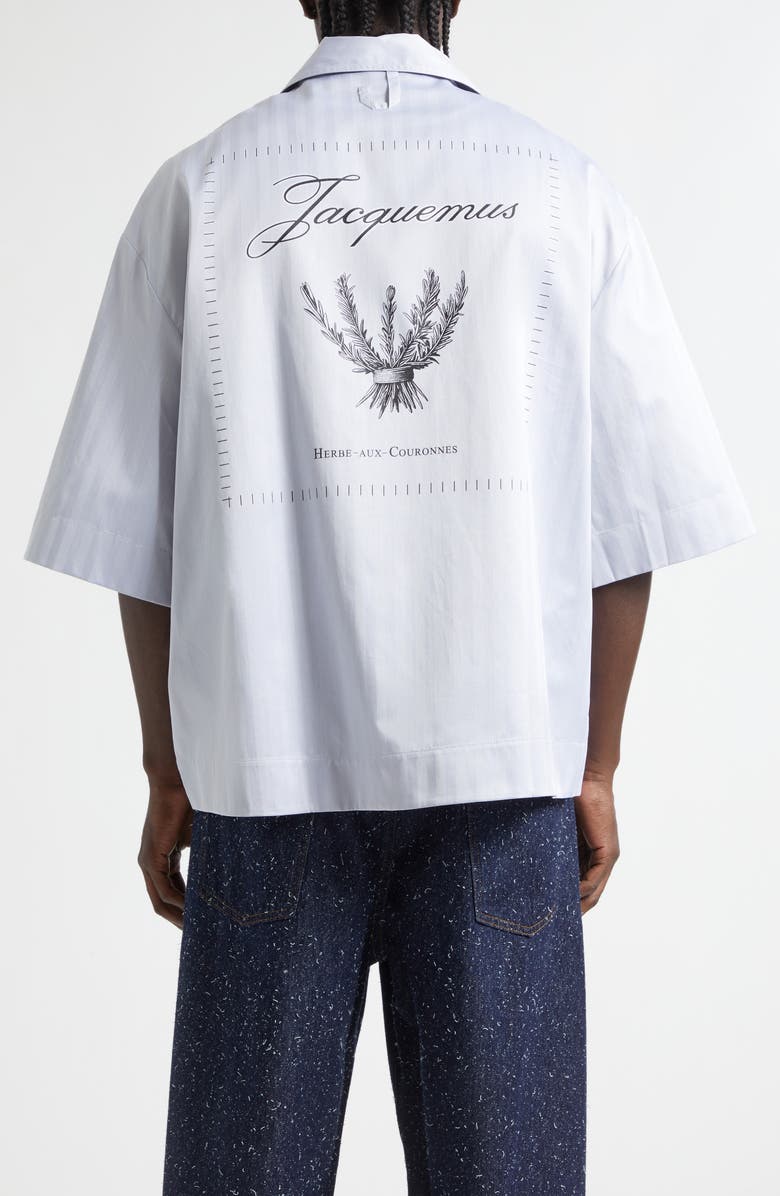 Jacquemus La Chemise Gardian Rosemary Graphic Camp Shirt, Alternate, color, Rosemary Light Blue