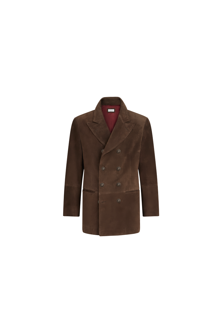 Suede pea coat, Alternate, color, Brown