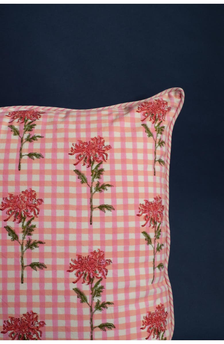 Inner Child Dahlia Gingham Blockprint Pillow - Cover + Insert, Alternate, color, Gingham