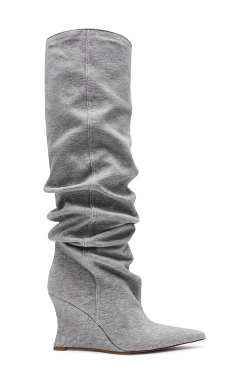 Steve Madden Womens Distortion Knee High Slouch Wedge Boots Regular Wide Calf In Gray
