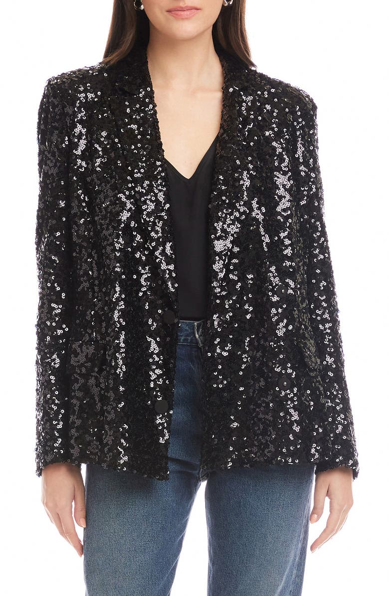 FIFTEEN TWENTY Loretta Sequin Blazer, Main, color, Black