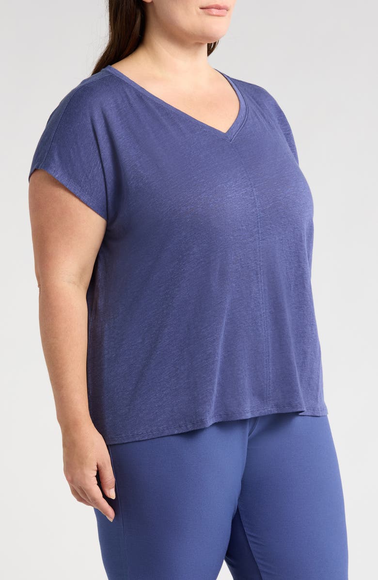 Eileen Fisher V-Neck Organic Linen T-Shirt, Alternate, color, Bluette
