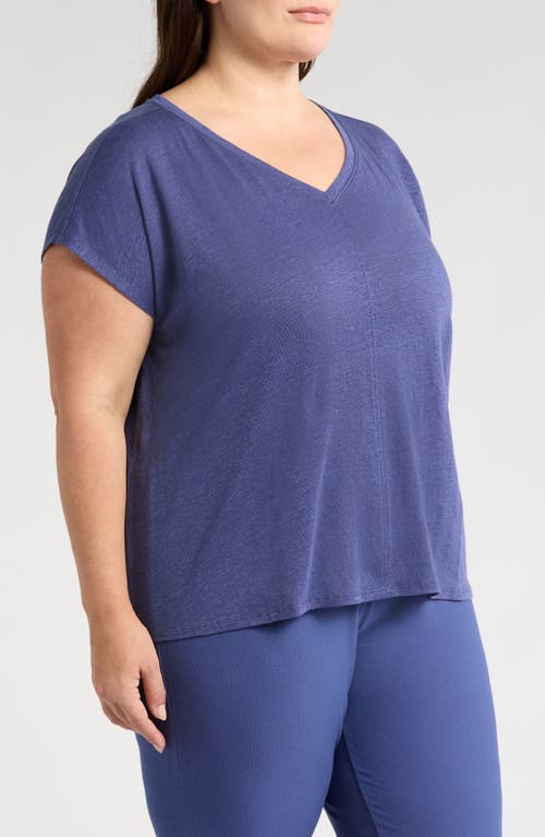 Eileen Fisher V-neck Organic Linen T-shirt In Bluette