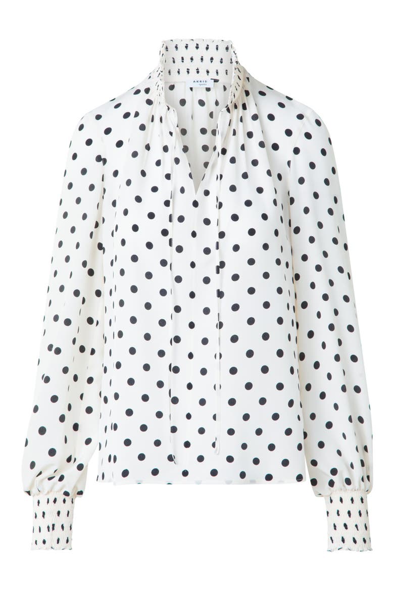 Boho Dot Print Silk Shirt, Alternate, color, CREAM-BLACK