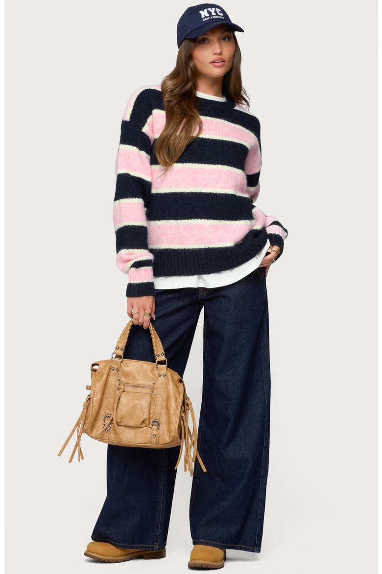 Conrad Stripe Sweater, Alternate, color, NAVY-AND-PINK