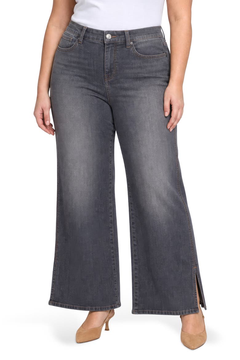 Mia Side Slit High Waist Wide Leg Palazzo Jeans, Main, color, SEDUM