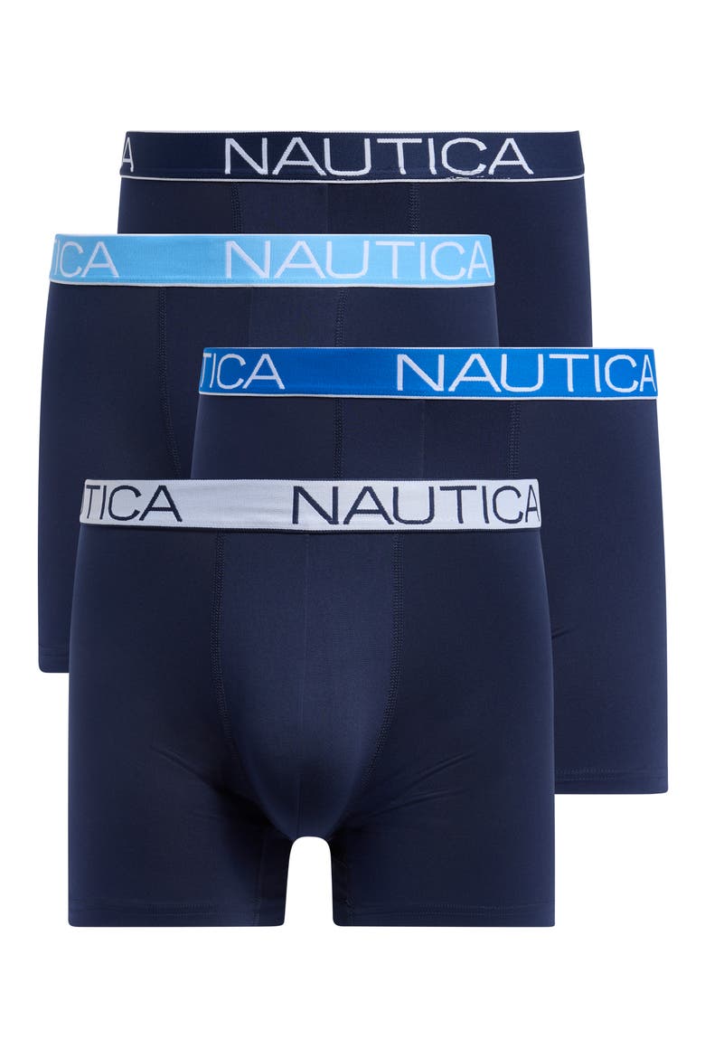 Assorted 4-Pack Brushed Boxer Briefs, Main, color, PEACOAT/ SEA COB/ BLUE/ WHITE